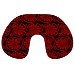 Red Floral Pattern Floral Greek Ornaments Travel Neck Pillow
