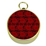 Red Floral Pattern Floral Greek Ornaments Gold Compasses