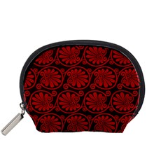 Red Floral Pattern Floral Greek Ornaments Accessory Pouch (Small) from ZippyPress Front