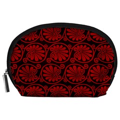 Red Floral Pattern Floral Greek Ornaments Accessory Pouch (Large) from ZippyPress Front