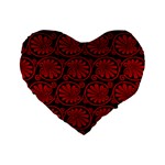 Red Floral Pattern Floral Greek Ornaments Standard 16  Premium Flano Heart Shape Cushions