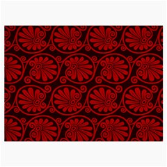 Red Floral Pattern Floral Greek Ornaments Roll Up Canvas Pencil Holder (L) from ZippyPress Front