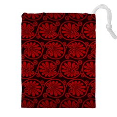 Red Floral Pattern Floral Greek Ornaments Drawstring Pouch (5XL) from ZippyPress Front