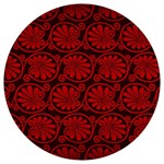 Red Floral Pattern Floral Greek Ornaments Round Trivet
