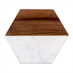 Red Floral Pattern Floral Greek Ornaments Marble Wood Coaster (Hexagon) 