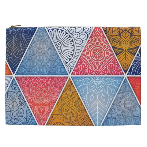 Texture With Triangles Cosmetic Bag (XXL) from ZippyPress Front