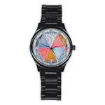 Texture With Triangles Stainless Steel Round Watch