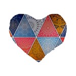 Texture With Triangles Standard 16  Premium Flano Heart Shape Cushions