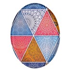 Texture With Triangles Oval Glass Fridge Magnet (4 pack)
