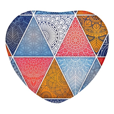 Texture With Triangles Heart Glass Fridge Magnet (4 pack) from ZippyPress Front