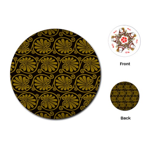 Yellow Floral Pattern Floral Greek Ornaments Playing Cards Single Design (Round) from ZippyPress Front