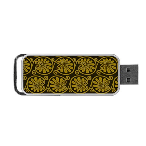 Yellow Floral Pattern Floral Greek Ornaments Portable USB Flash (Two Sides) from ZippyPress Front