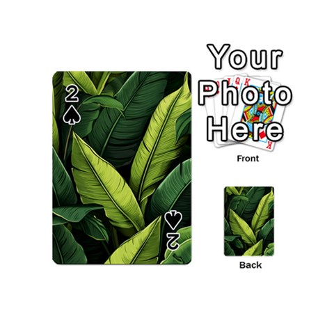 Banana leaves pattern Playing Cards 54 Designs (Mini) from ZippyPress Front - Spade2