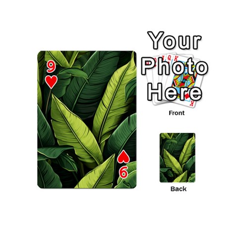 Banana leaves pattern Playing Cards 54 Designs (Mini) from ZippyPress Front - Heart9