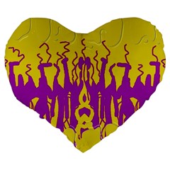 Yellow And Purple In Harmony Large 19  Premium Flano Heart Shape Cushions from ZippyPress Back