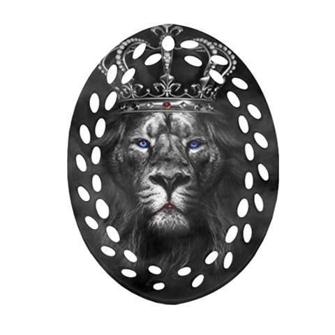 Lion King Of The Jungle Nature Ornament (Oval Filigree) from ZippyPress Front