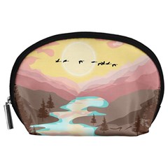 Mountain Birds River Sunset Nature Accessory Pouch (Large) from ZippyPress Front
