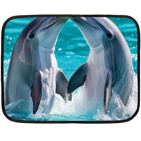 Dolphins Sea Ocean Fleece Blanket (Mini) from ZippyPress 35 x27  Blanket