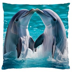 Dolphins Sea Ocean Large Premium Plush Fleece Cushion Case (Two Sides) from ZippyPress Back