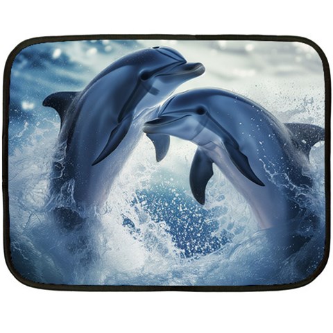 Dolphins Sea Ocean Water Fleece Blanket (Mini) from ZippyPress 35 x27  Blanket