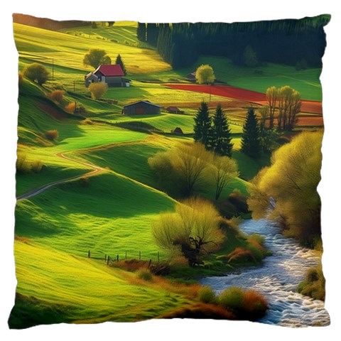 Countryside Landscape Nature Large Cushion Case (Two Sides) from ZippyPress Front