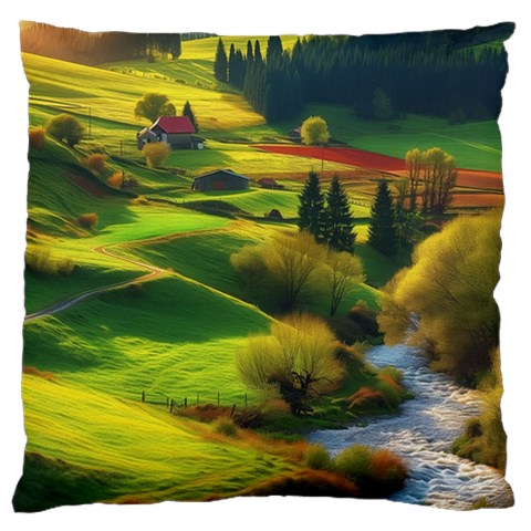 Countryside Landscape Nature Large Premium Plush Fleece Cushion Case (Two Sides) from ZippyPress Front