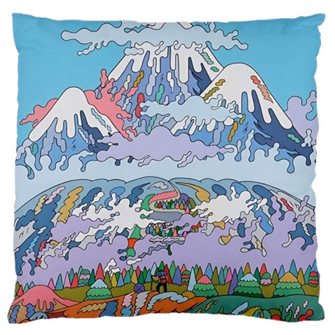 Art Psychedelic Mountain Large Premium Plush Fleece Cushion Case (Two Sides) from ZippyPress Front