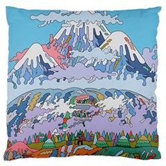 Art Psychedelic Mountain Large Premium Plush Fleece Cushion Case (Two Sides) from ZippyPress Back
