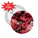 Pink Roses Flowers Love Nature 2.25  Buttons (10 pack) 