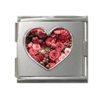Pink Roses Flowers Love Nature Mega Link Heart Italian Charm (18mm)