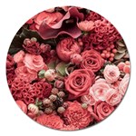 Pink Roses Flowers Love Nature Magnet 5  (Round)