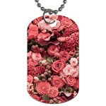 Pink Roses Flowers Love Nature Dog Tag (One Side)
