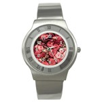 Pink Roses Flowers Love Nature Stainless Steel Watch