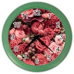 Pink Roses Flowers Love Nature Color Wall Clock