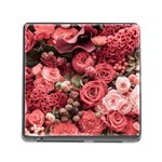 Pink Roses Flowers Love Nature Memory Card Reader (Square 5 Slot)