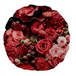 Pink Roses Flowers Love Nature Large 18  Premium Round Cushions