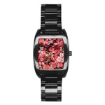 Pink Roses Flowers Love Nature Stainless Steel Barrel Watch