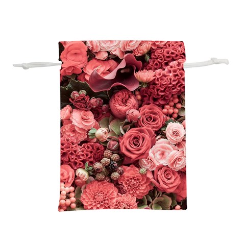 Pink Roses Flowers Love Nature Lightweight Drawstring Pouch (S) from ZippyPress Front