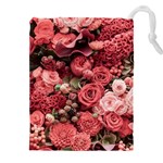 Pink Roses Flowers Love Nature Drawstring Pouch (5XL)