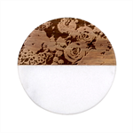 Pink Roses Flowers Love Nature Classic Marble Wood Coaster (Round) 