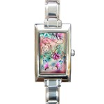 Love Amour Butterfly Colors Flowers Text Rectangle Italian Charm Watch