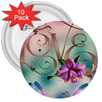 Love Amour Butterfly Colors Flowers Text 3  Buttons (10 pack) 