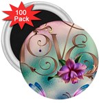 Love Amour Butterfly Colors Flowers Text 3  Magnets (100 pack)