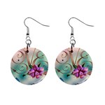 Love Amour Butterfly Colors Flowers Text Mini Button Earrings