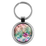 Love Amour Butterfly Colors Flowers Text Key Chain (Round)