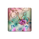 Love Amour Butterfly Colors Flowers Text Square Magnet