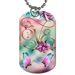 Love Amour Butterfly Colors Flowers Text Dog Tag (Two Sides)
