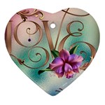 Love Amour Butterfly Colors Flowers Text Heart Ornament (Two Sides)
