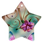 Love Amour Butterfly Colors Flowers Text Star Ornament (Two Sides)