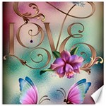 Love Amour Butterfly Colors Flowers Text Canvas 12  x 12 